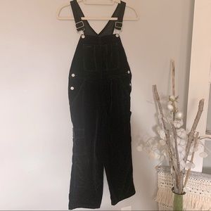 Kids Black Velvet Overalls